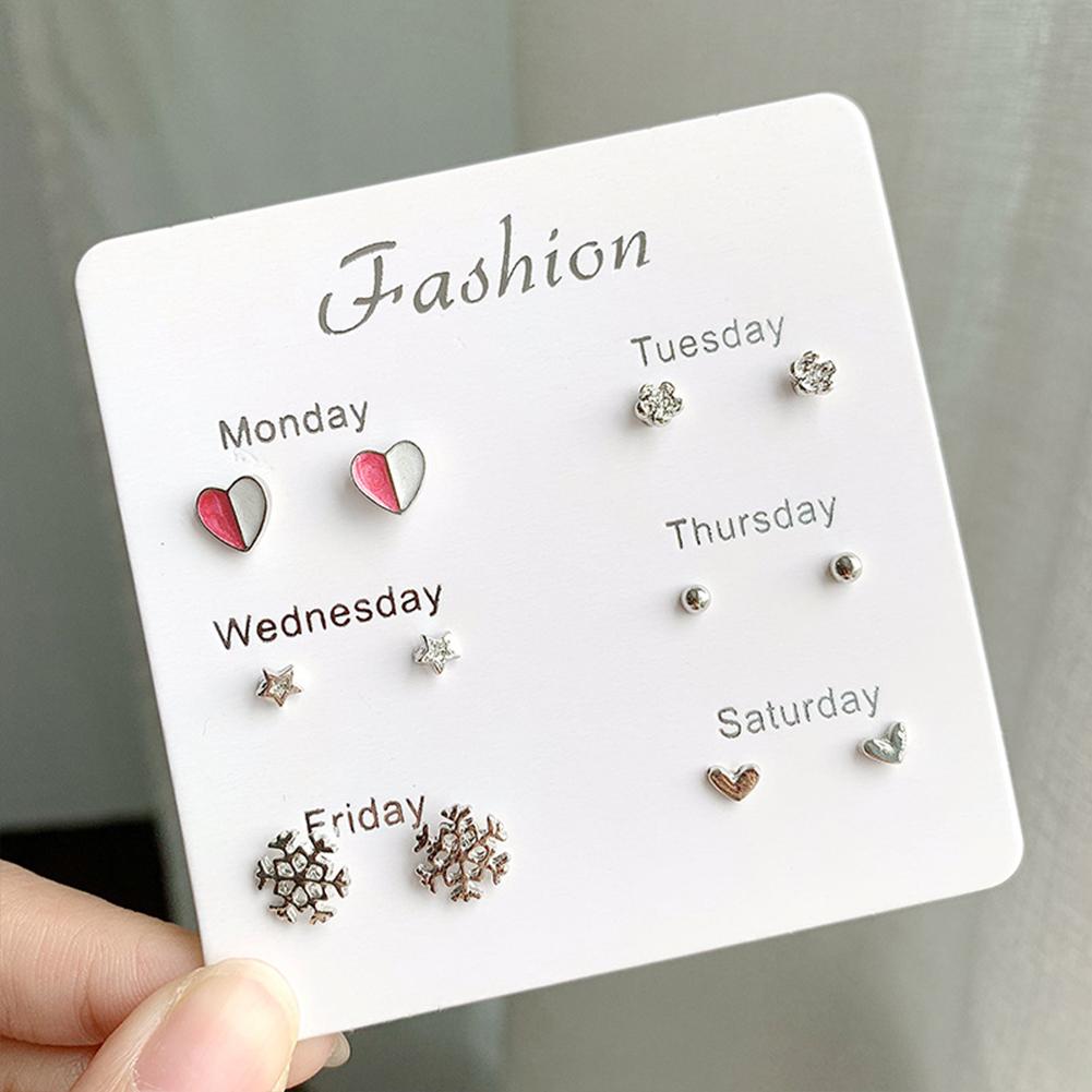 6Pairs Simple Cute Earrings Ear Studs for Outdoor Date Wear