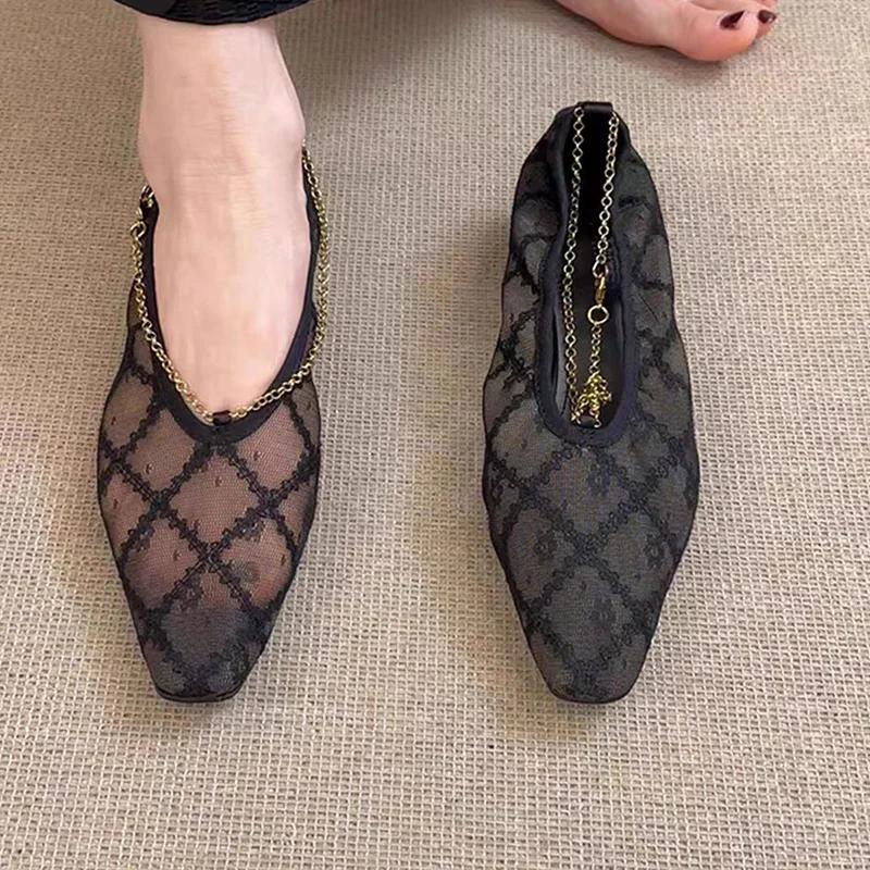 Fashion Women Heeled Shoes Chain Elegant Summer Sandals Mesh Sexy 2025 Designer New High Heels Shoes Woman Brand Pumps Mujer Zapatillas