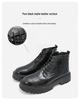 Men's Large Size High-Top Leather Shoes with Thick Soles, Height-Increasing, Autumn/Winter Fashion Trend Martin Boots
