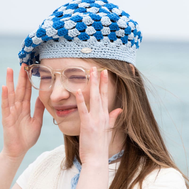 

Slowslowly No.138 / Fruits Crochet Beret _ Blue (Fruit Bucket Hat Crochet Knit Beret) Blue