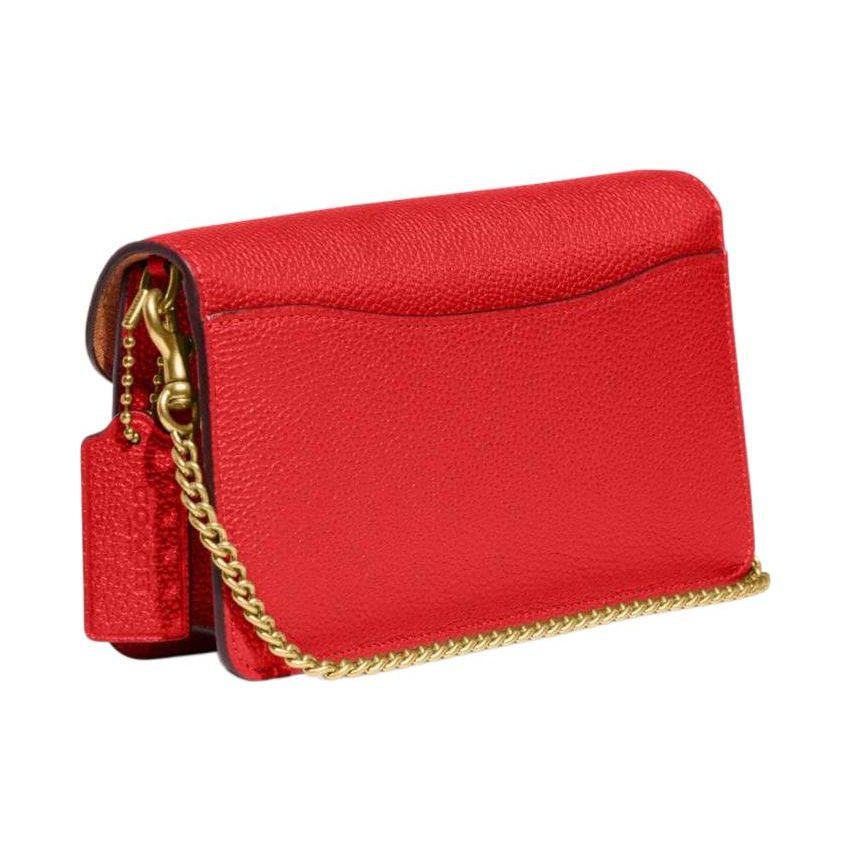 Coach 20 Button Closure Chain Pebble Leather Shoulder Crossbody Clutch Small Women handbags Red CE772-B4PJ6