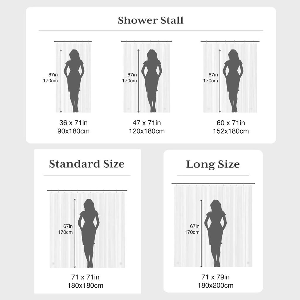 1 PC Lightweight Black Leaf Pattern Shower Curtain PEVA Plastic Waterproof Bathroom Curtain Bathroom Partition for Home