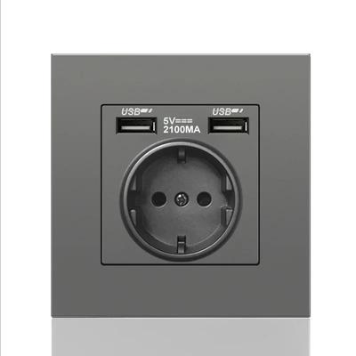 DepoGuye Wall Type Dual USB Power Socket 2.1A, Bedroom Socket, 16A Wall Socket, PC Panel, Spain, Russia and EU Standard Socket
