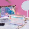 Borsa cosmetica olografica colorata da donna in TPU trasparente per trucco e bellezza