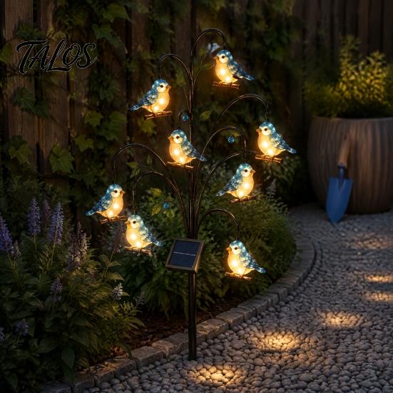 Courtyard Ambient Lighting Outdoor Solar Pathway Light, Bird-shaped Stump Decorative Garden Stake with Warm Terrace And Balcony Accents LED