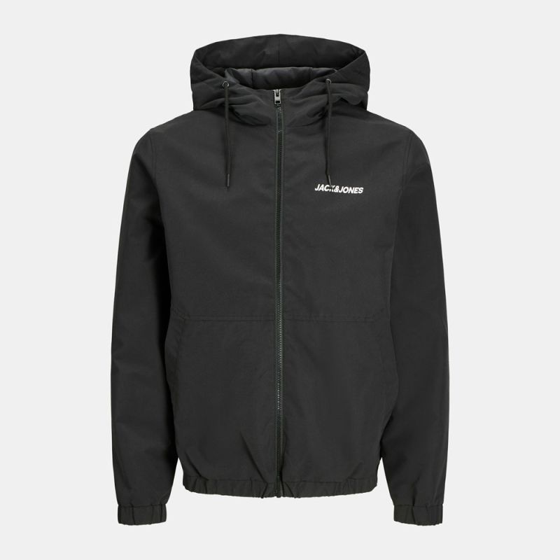 Black Bomber with Hood and Drawstring Mash Men JACK & JONES