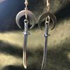 Gothic Tarot-Inspired Gold Moon & Silver Sword Dangle Earrings