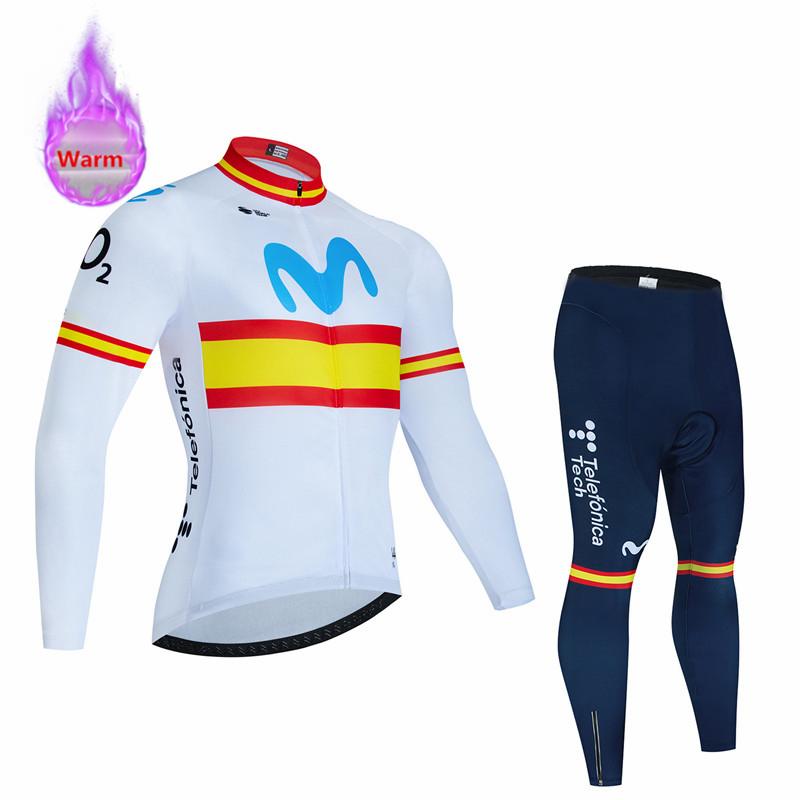 2026 Movistar Zimní teplý termo fleecový set Cyklistické oblečení Cyklistický dres Sportovní Španělsko MTB Cyklistické oblečení Maillot Ciclismo Hombre