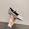 Summer Heat Mary Jane Square Head Small Leather Shoes Temperament Commuting Low Heel With Skirt Evening Word With High Heels