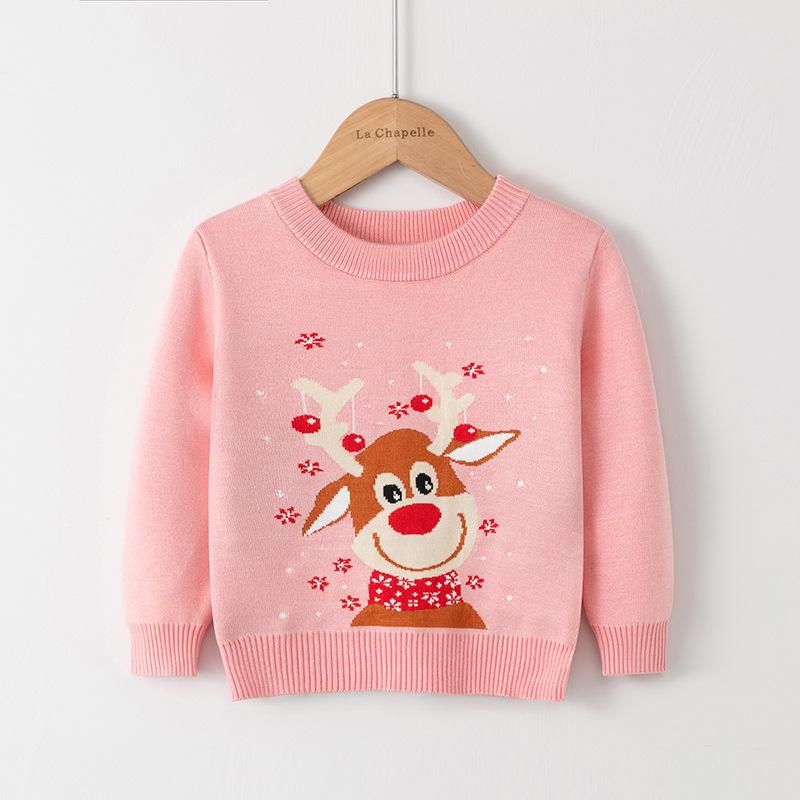 New Christmas Reindeer Sweaters for Children, Autumn and Winter Knitted Sweaters for Boys, Girls and Babies