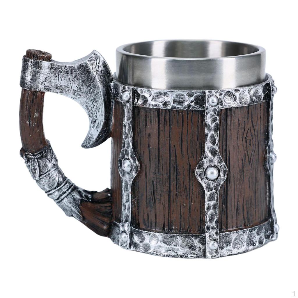 Barrel Cup Made of Resin And Stainless Steel with Ergonomic Handle for Gift Home Decor, Camping,