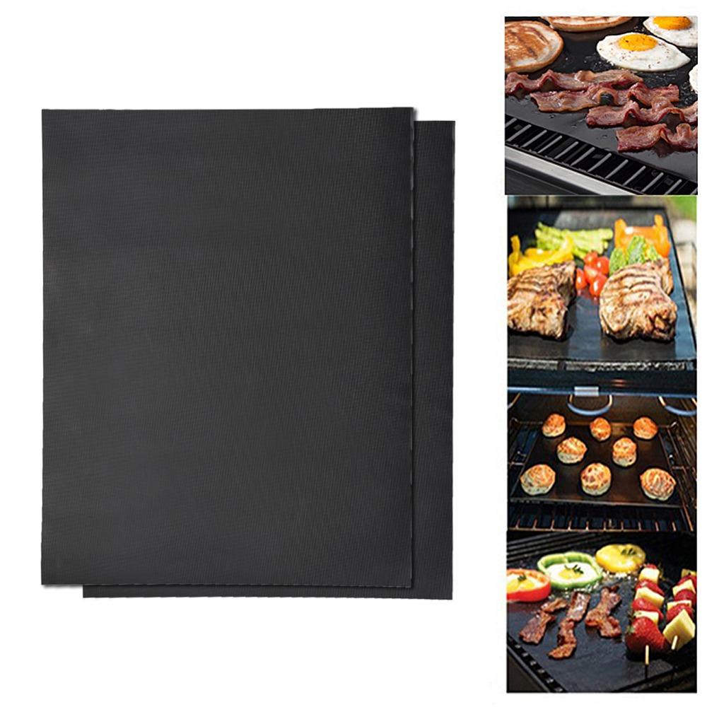 2 PCS Black BBQ Grill Mat Heat Resistant Grilling Cooking Sheet  Gas Grill Charcoal Grill