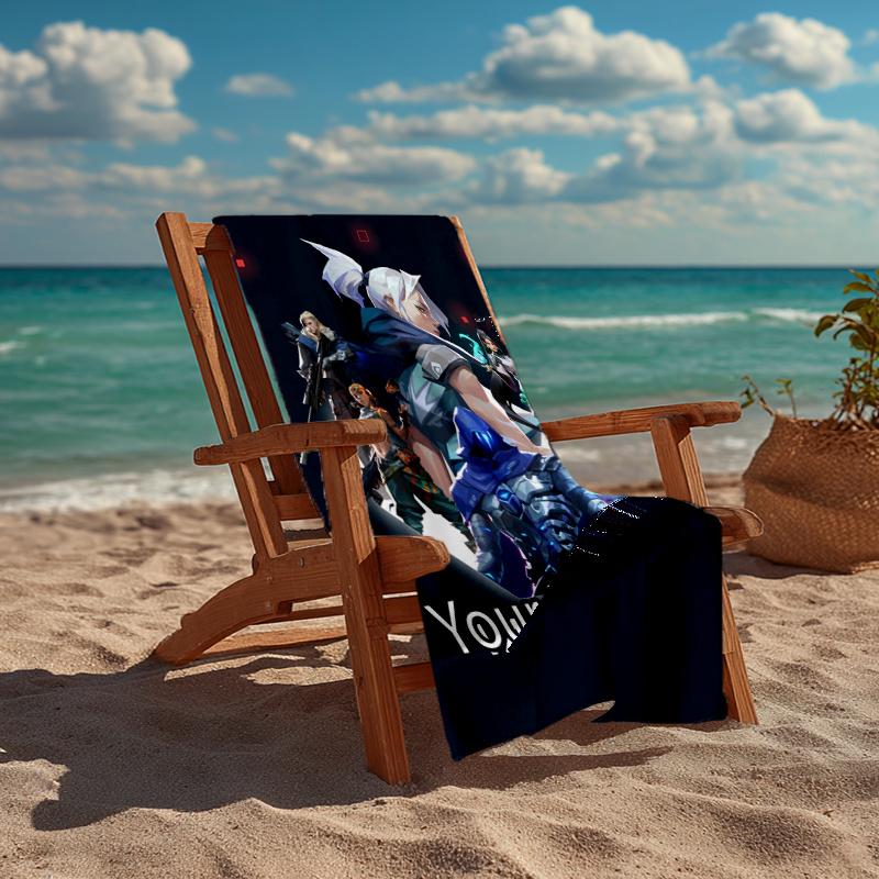 Custom Name Ultra-Soft Beach Towel with Valorant Theme,Ideal for Pool - Camping, Diving - Perfect Travel Essential, Vibrant Beach Towel.