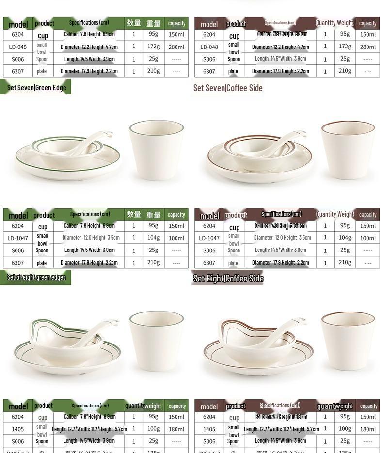 Melamine Four-Piece Table Set: Imitation Porcelain Plastic Bowls & Plates for Restaurants and Hotels