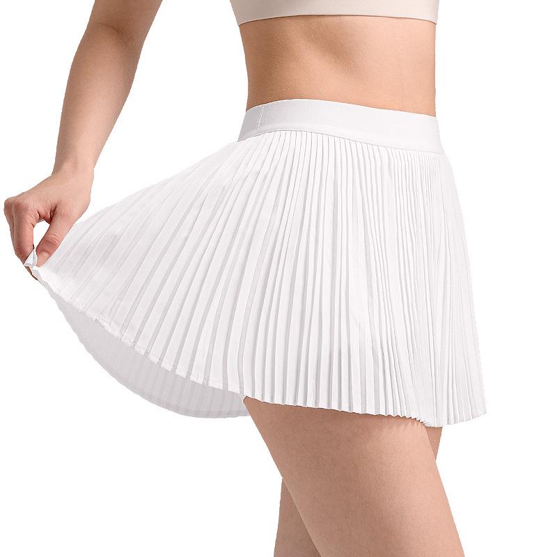 "Breezy, hip-covering athletic skirt: slimming, pleated design for outdoor fitness, tennis, and yoga."