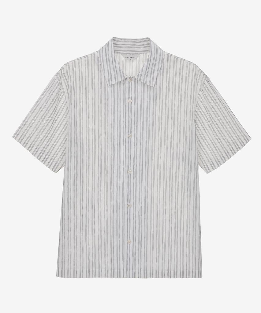MINDBRIDGE [Couture] Crinkle Stripe Semi-Overfit Short Sleeve Shirt Myws3174