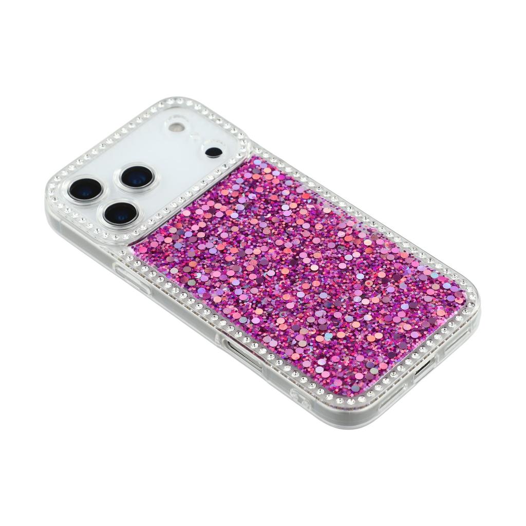 For iPhone 17 Pro Case Rhinestone Edge Glitter Epoxy TPU Phone Cover