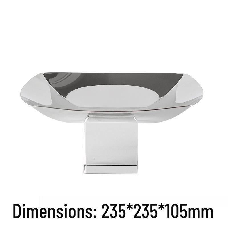 Minimalist Metal Square Fruit Bowl with Crystal Base for Dining or Coffee Tables