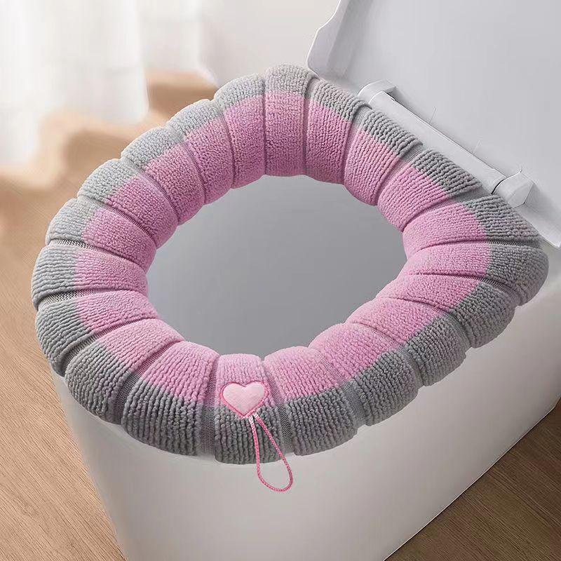 Universal Plush Velvet Winter Toilet Seat Cover & Cushion Ring