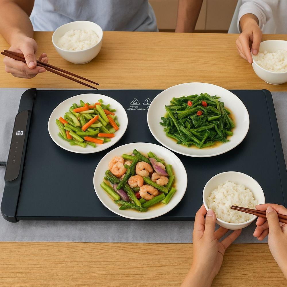 Non Slip Electric Warming Tray Adjustable Temperature Electric Heating Tray  Dining Table