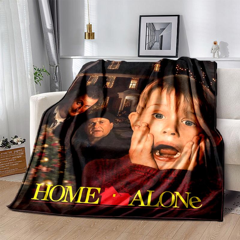 Home Alone Flannel Blanket Soft Warm All-Season Throw, Design for Camping, Car Travel, Hiking Sofa, Bed, Office Perfect Gift for Parties