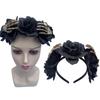 Halloween Flower Headband with Skeleton Hand Detail, Spooky Costume Hair Piece for Cosplay, Parties and Stage Looks