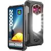 Ulefone Rugking 5 Pro Smartphone Robusto 16GB+256GB/2TB 6.78" FHD+ 20000mAh 64MP Telefone Portátil Incassável Android 16 NFC, Preto