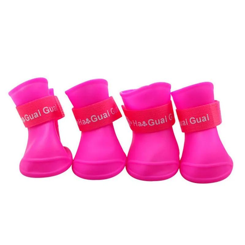 

Silicone Waterproof Dog Shoes for Rain Plastic Anti Slip Dog Clothes Summar Accessories Pet Dog Boots Dog Cat Supplies Small розы красного
