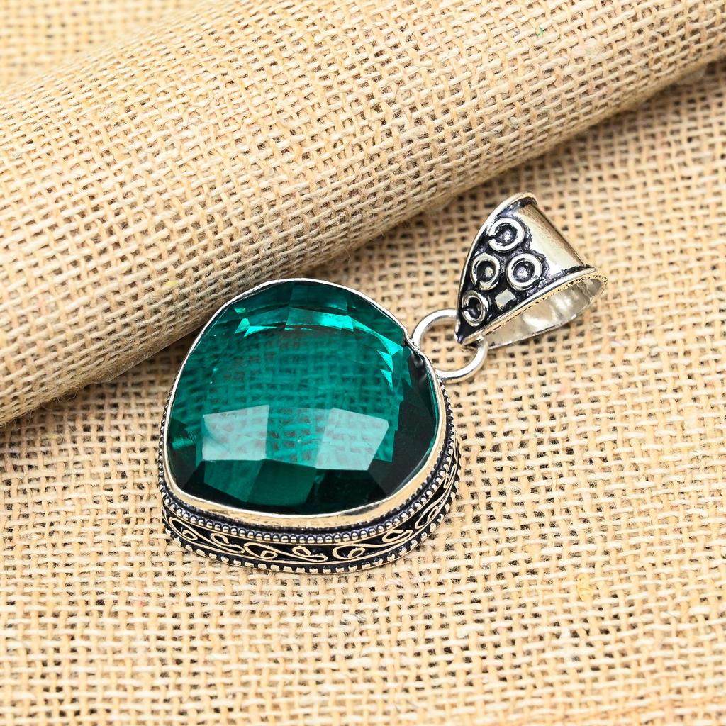 Dazzling Indicolite Gemstone Handmade 925 Solid Sterling Silver Pendant Jewelry For Her