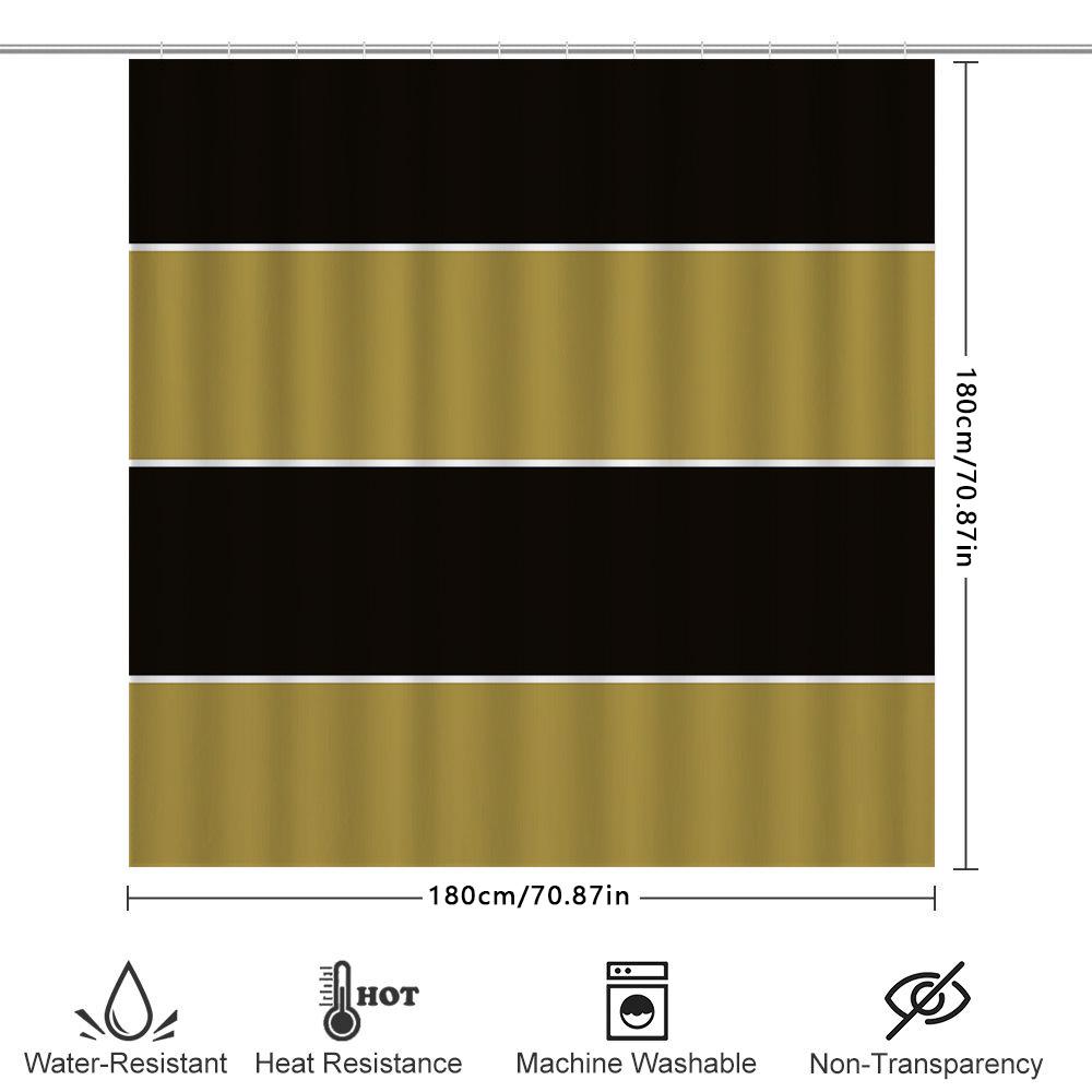 Modern Minimalist Black Gold Shower Curtain Set for Bathroom Decor 3D Printed Waterproof Fabric Various Sizes Available