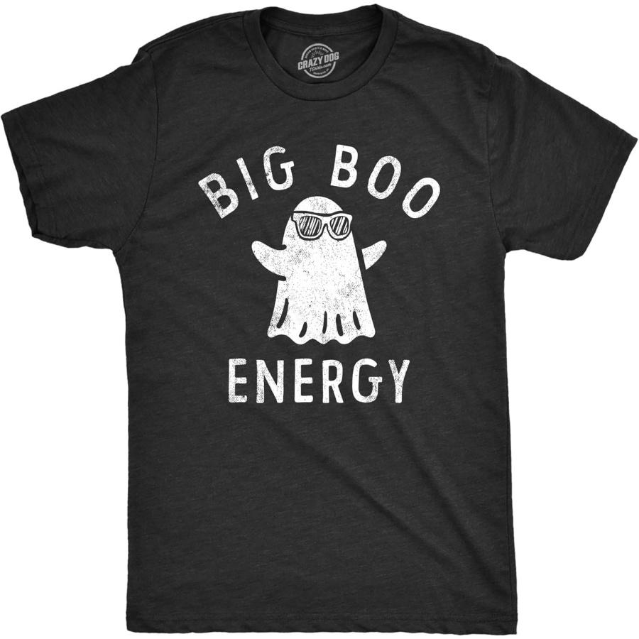Mens Big Boo Energy T Shirt Funny Spooky Halloween Bed Sheet Ghost Tee for Guys S