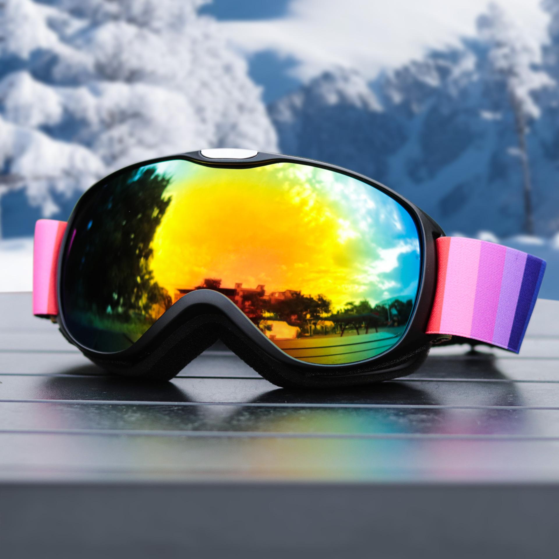 

Magnetic Flip-Up Ski Goggles for Men, Double-Layer Protective Anti-Fog Snow Goggles, UV Protection, Dustproof Mountaineering Glasses for Women and 017Children s Style-Black