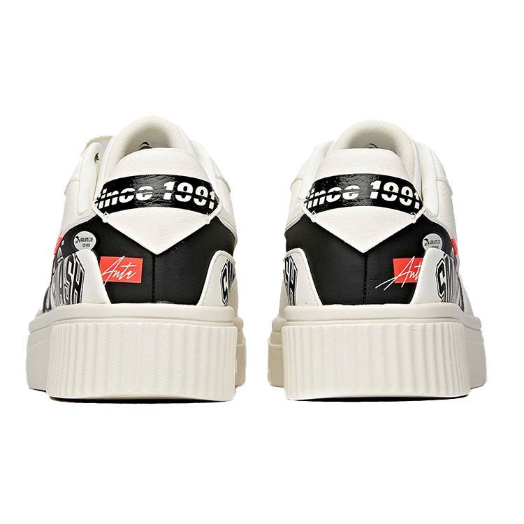 Anta Lifestyle Series Non-Slip Durable Low-Top Skate Shoes Men Sneakers White Black 111948021R-1