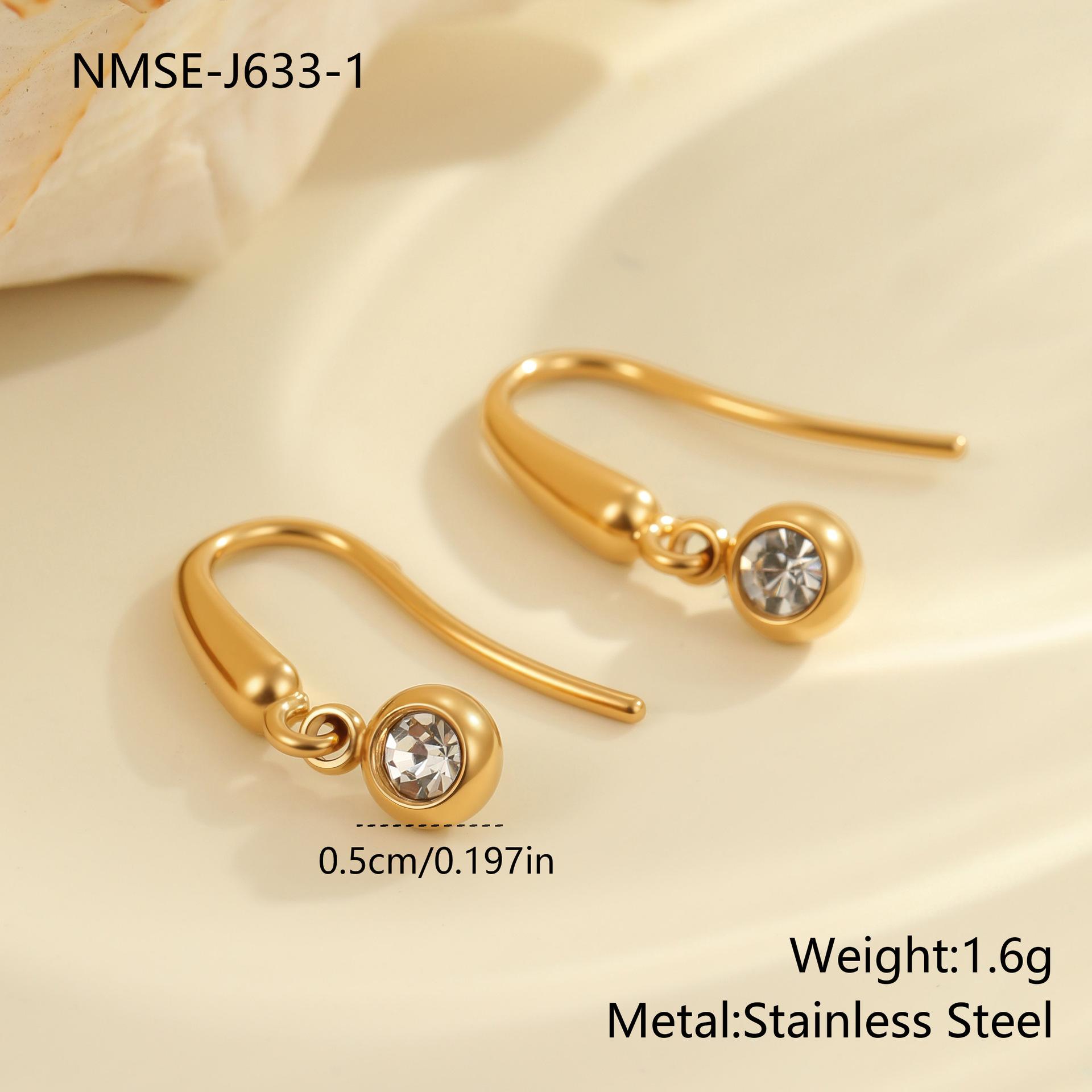 GEMCHIC Women s French Elegant Stainless Steel Diamond Earrings Simple 18K Gold Plated Ear Hooks Fashion Jewelry