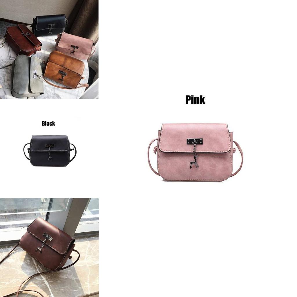 European And American Retro Style Small Saddle Bag With Deer Pendant Pu Shoulder Bag
