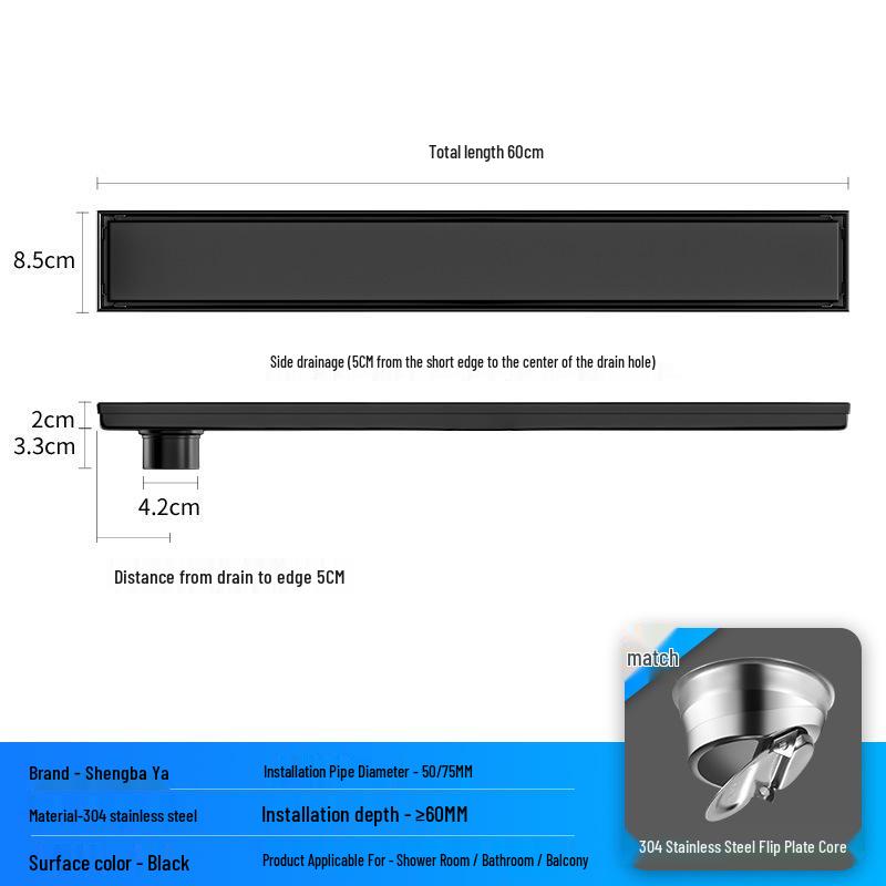 Bright Light 304 Stainless Steel Invisible Floor Drain - Odor-Resistant for Hotel Showers