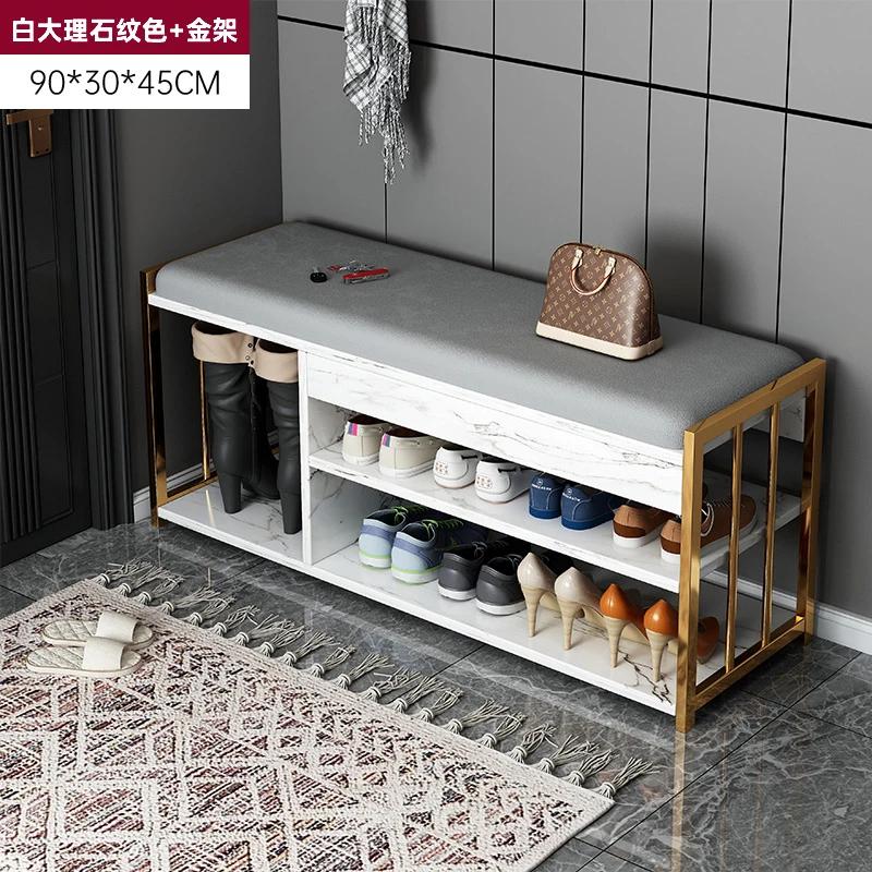 Change Shoe Stool Home Door Light Luxury Shoe Cabinet Wear Entrance Stool Net Red Long Strip Entry Shoe Rack