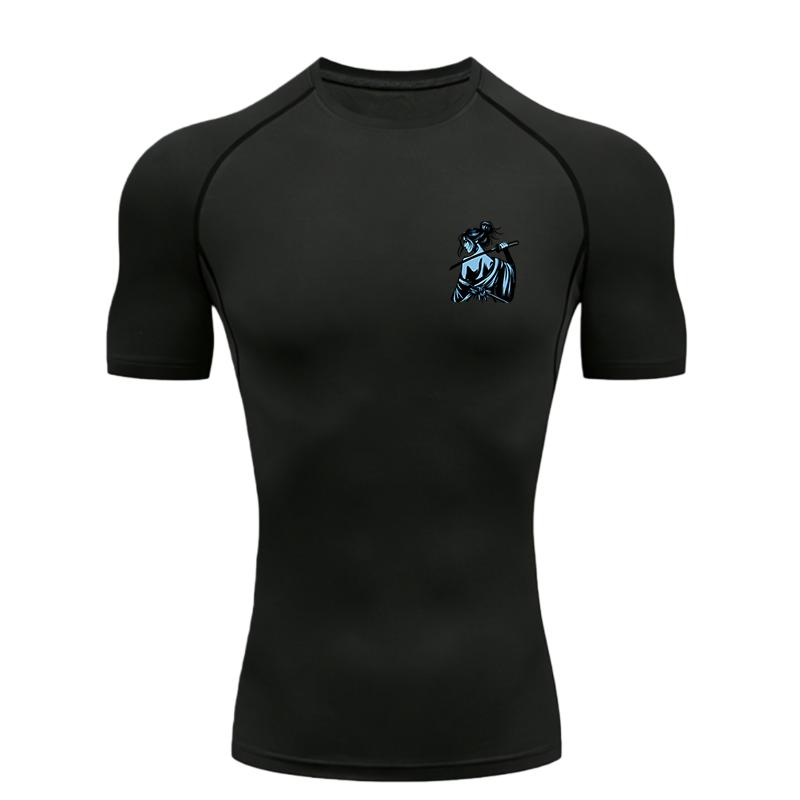 Samurai with Katana Men Sports T-Shirt Training Jogging Running Workout Compression Shirt Rashgard Tops Tee Short Sleeve T-Shirt
