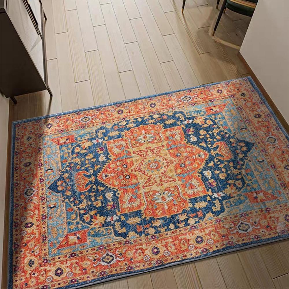 Vintage Ethnic Style Door Mat With Persian Floral Geometric Patterns NonSlip Retro Entrance Rug For Families Home Decor