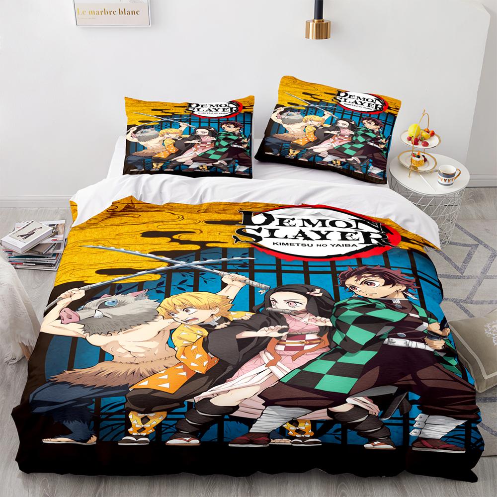 Comforter Kamado Tanjirou Bedding Set Single Twin Full Queen King Size Demon Slayer Bed Set Aldult Kid Bedroom S 3D Anime 33
