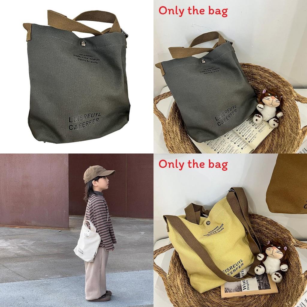 Stylish Letter Print Kids Bag Lightweight Canvas Shoulder Tote For School Use
