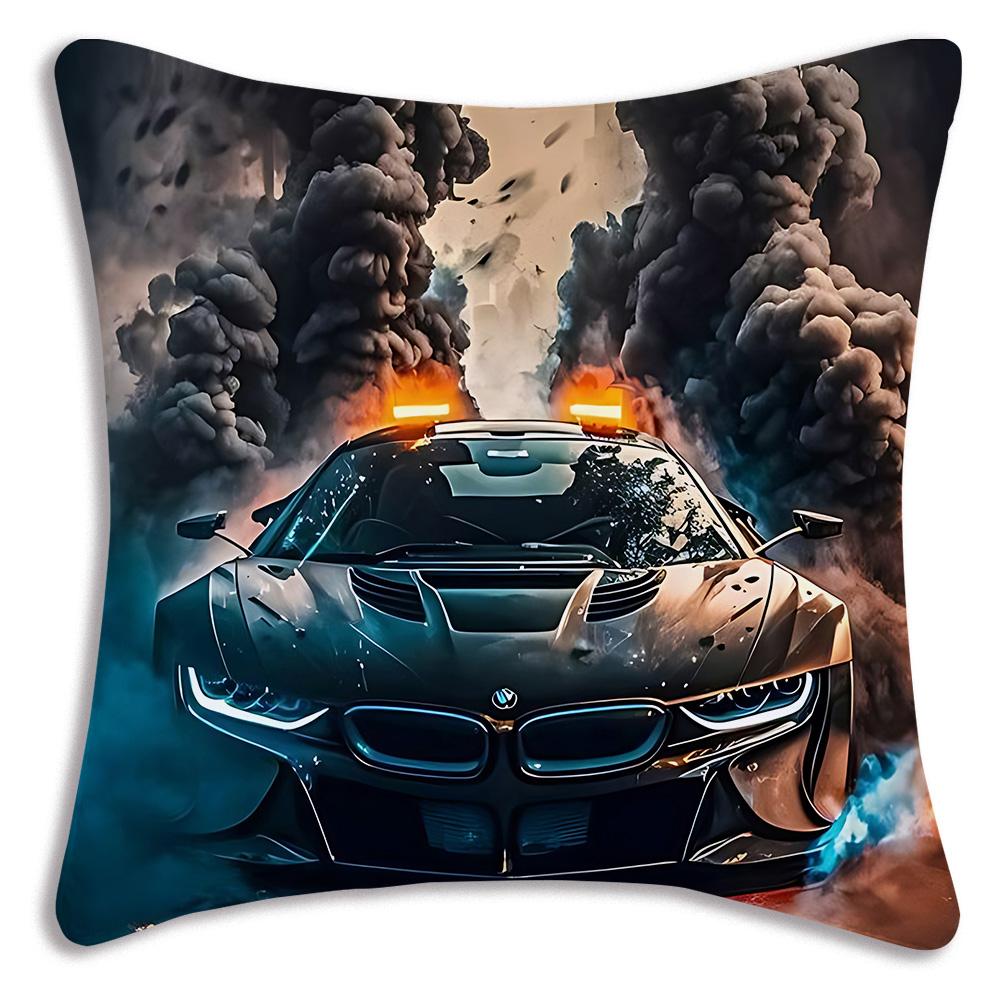 Racing cool sports car Pillow Covers Cartoon Sofa Decorative Home Double-sided Printing Short Plush Cute Cushion Cover