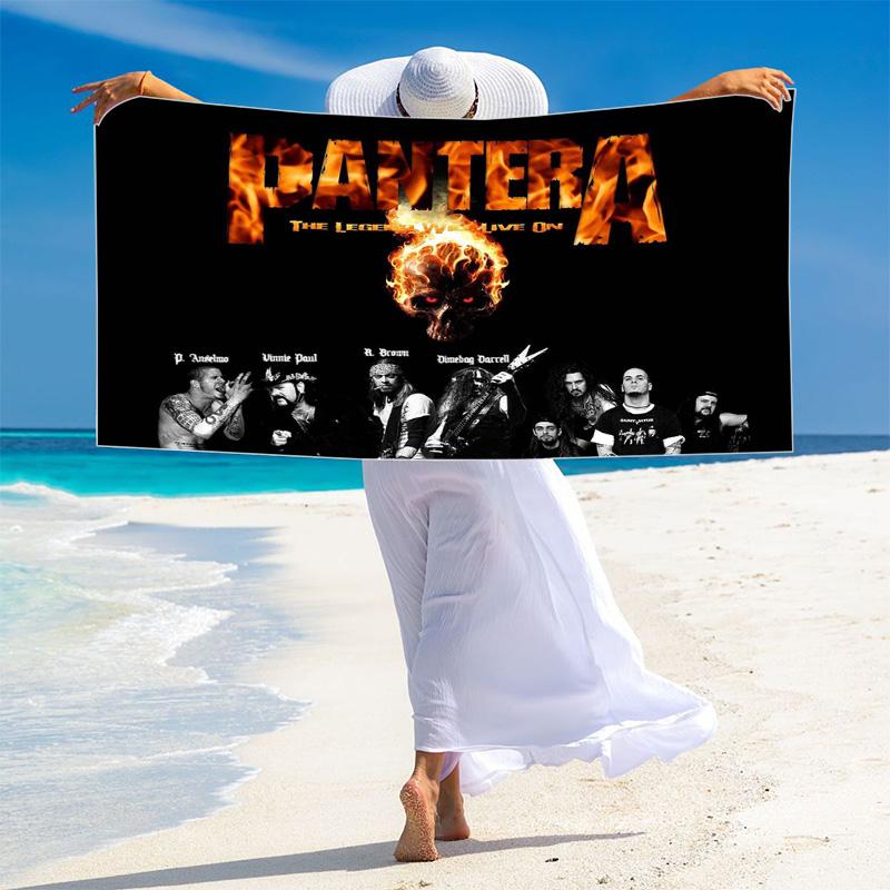 Pantera Band Print Beach Towel, Large Soft Quick Dry Towel for Beach Camping Swimming