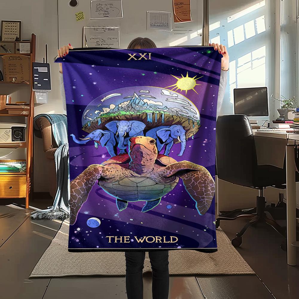 

1Pc Discworld Fantasy Print Flannel Blanket, High quality Comfortable for All Seasons, Home Decor, Warmth and Comfort, Perfect for Christmas Gifts 36 80cm x 120cm