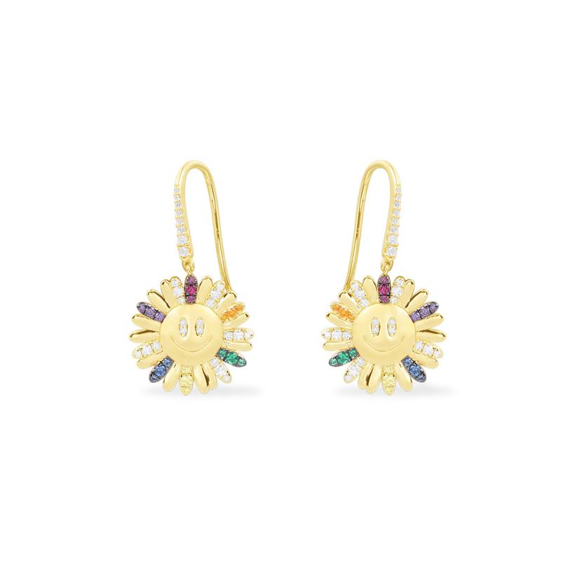 APM Monaco Rainbow Daisy 925 Silver Gift for Girlfriend Light Luxury Earrings golden yellow