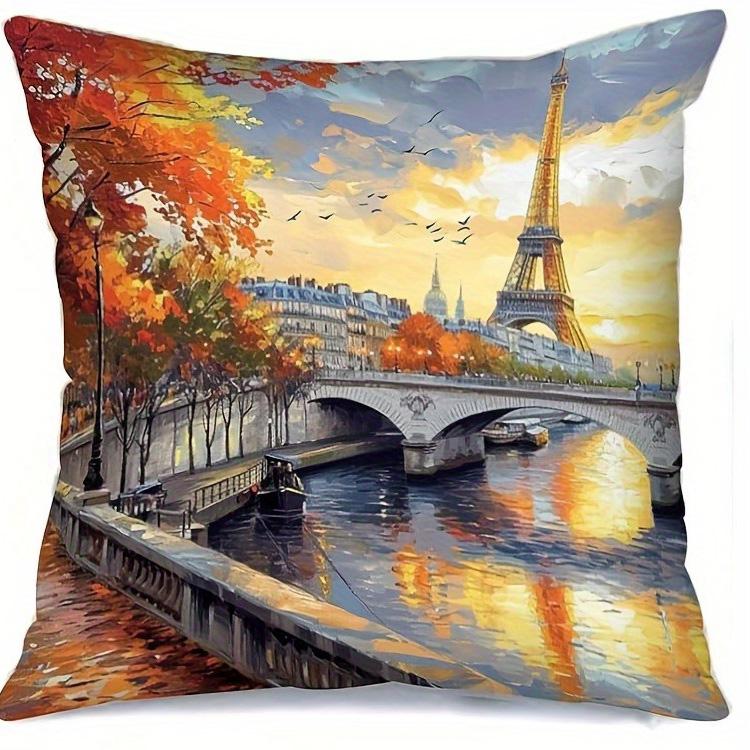 

Home Decor Vibrant European Scenes Printed Pillow Covers Pattern Cushion Cover Suitable For Sofa Bedroom Car Pillow Cover 16x16Inch