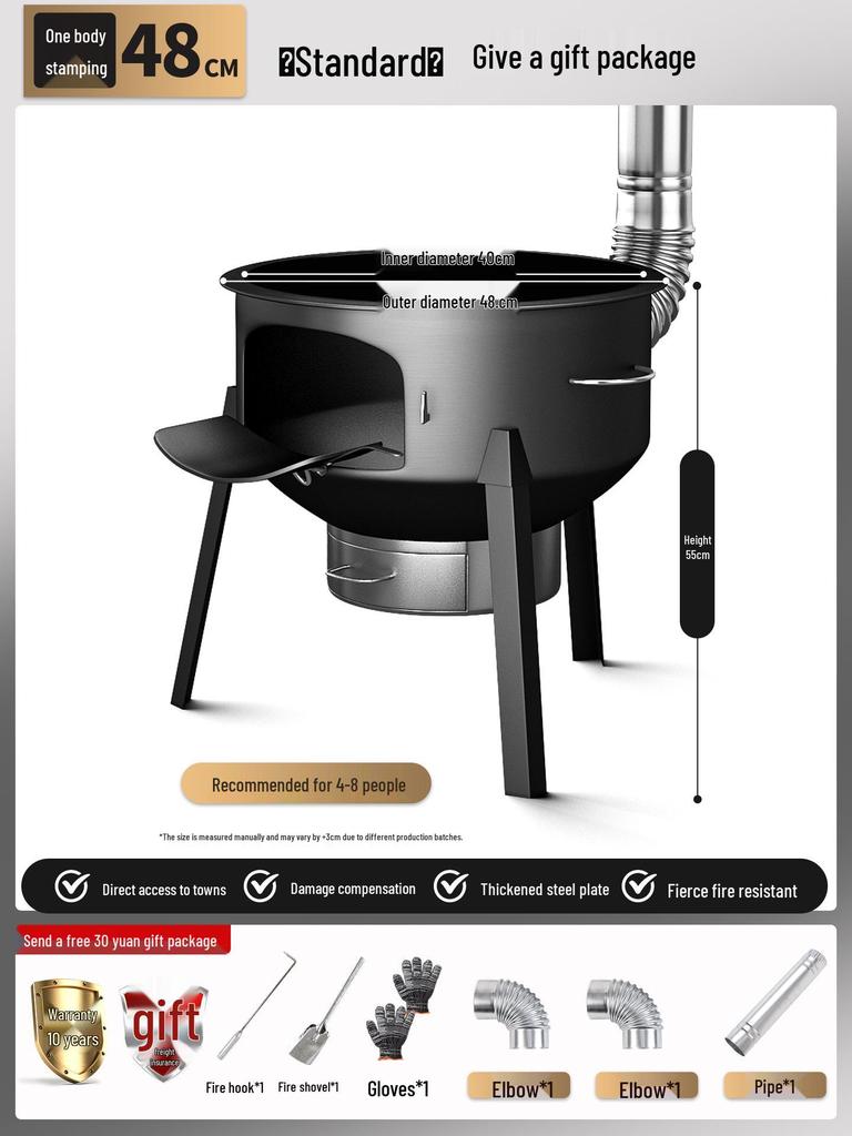 Portable Outdoor Wood-burning Stove for Cooking and Stewing