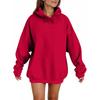Women's Fashion Casual Solid Color Hooded Sweatshirt Long Sleeve Drawstring Pullover Sweatshirt