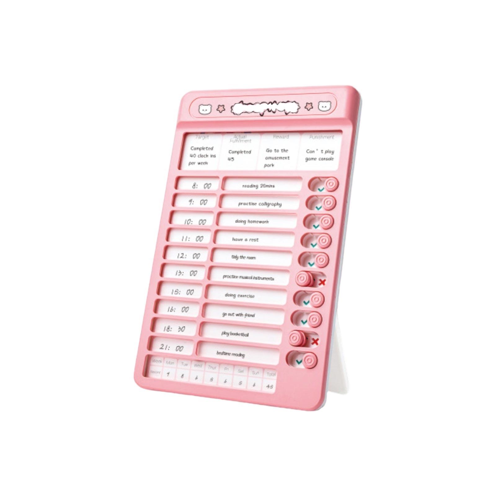 

План навчання самодисципліни, Список домашніх справ та Нагадування на дошці планування, Придатні для дому, школи та використання. One Size рожевий