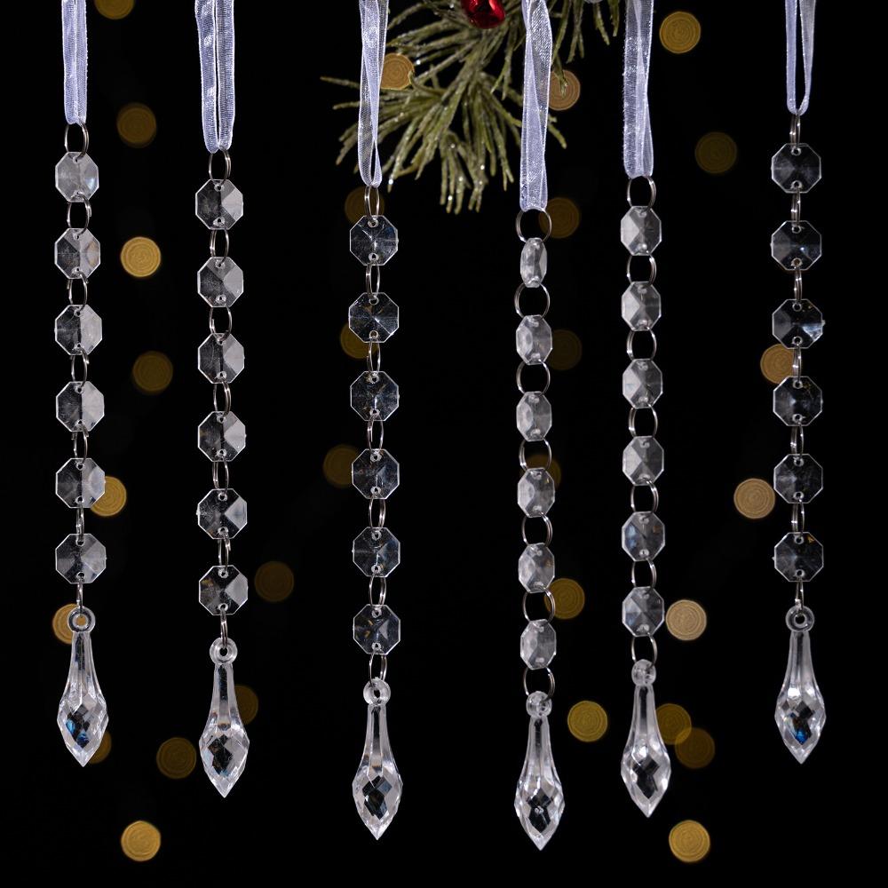 Snow Beads Star Christmas Tree Hanging Pendants Transparent Christmas Decorations  Christmas